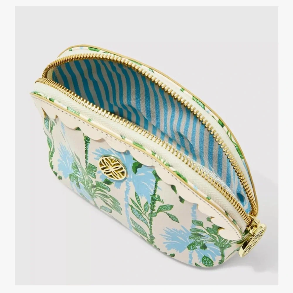 NEW Lilly Pulitzer Vegan Leather Scallop Edge Zipper Pouch Makeup Bag - Picture 2 of 7